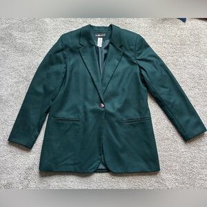 VTG 100% Wool Blazer Jacket Holiday Green Women’s sz 12 Business Sag Harbor